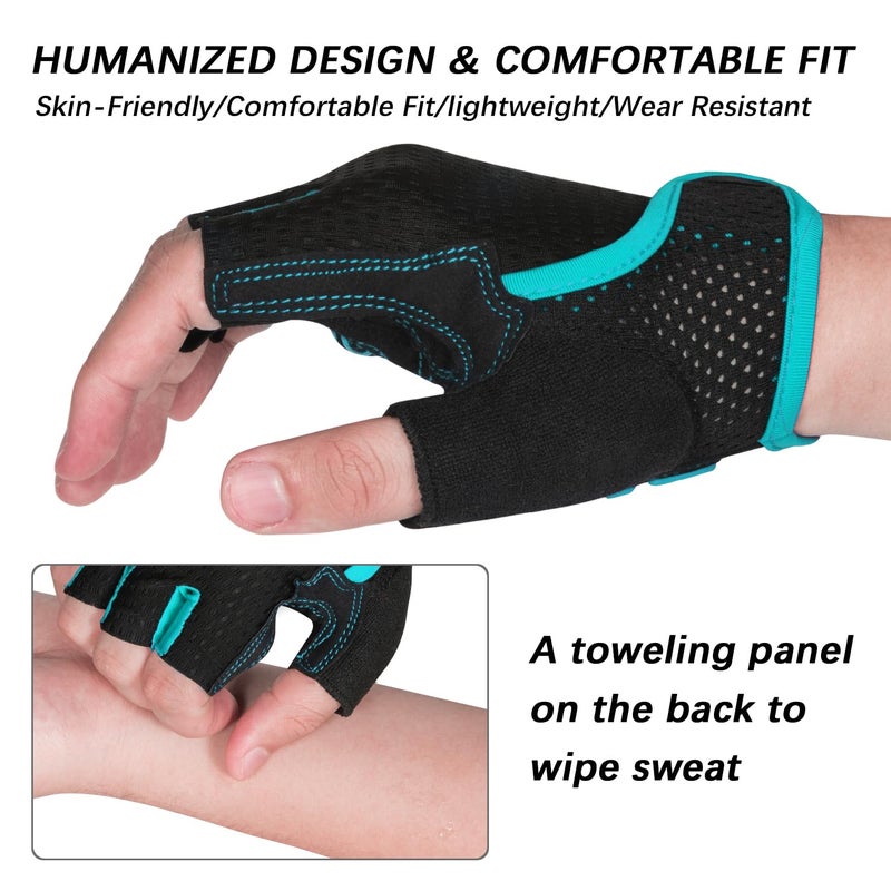 MOREOK Cycling Gloves Bike Gloves for Men/Women-[5MM Gel Pad] Half Finger Bicycle Biking Gloves for Cycling/Weight Lifting/Gym/Motorcycle/Outdoor Sports-098-Blue-XL - Image 3